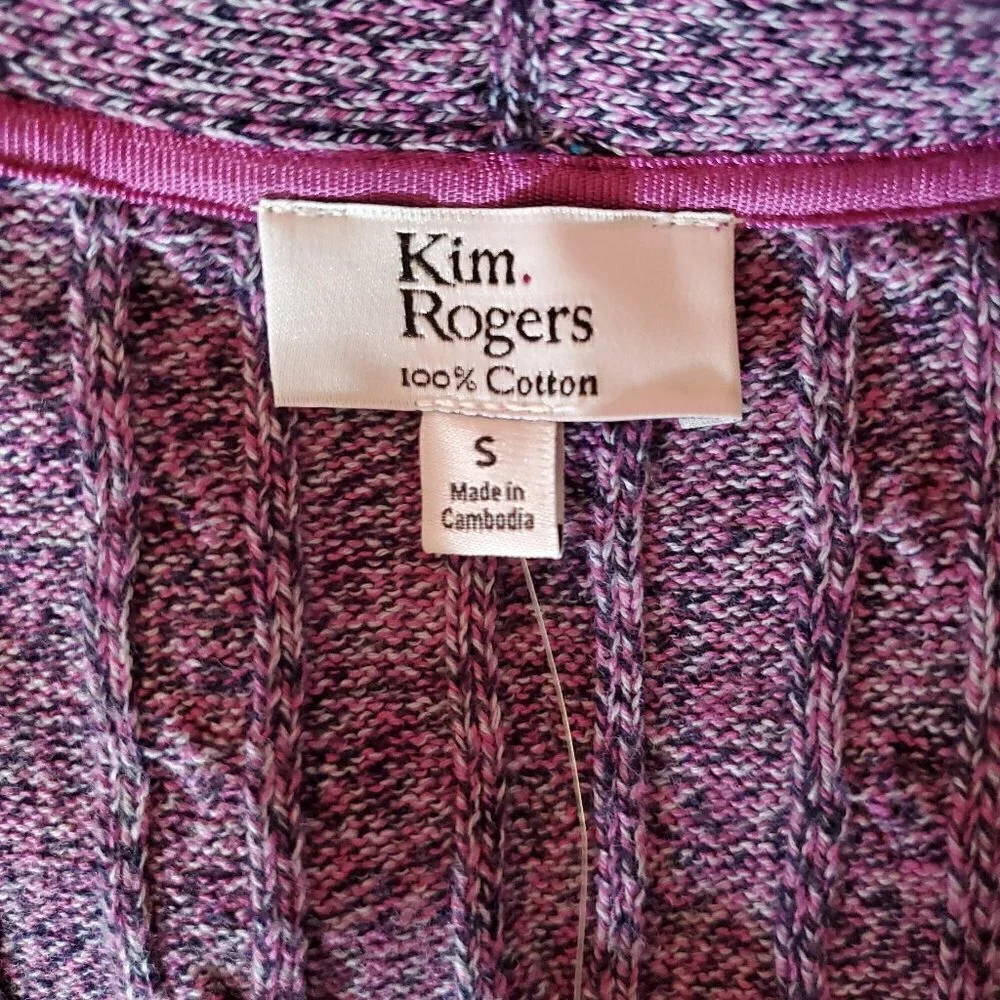 🏆383 Kim Rogers New Long Sleeve Purple Cardigan Sweater